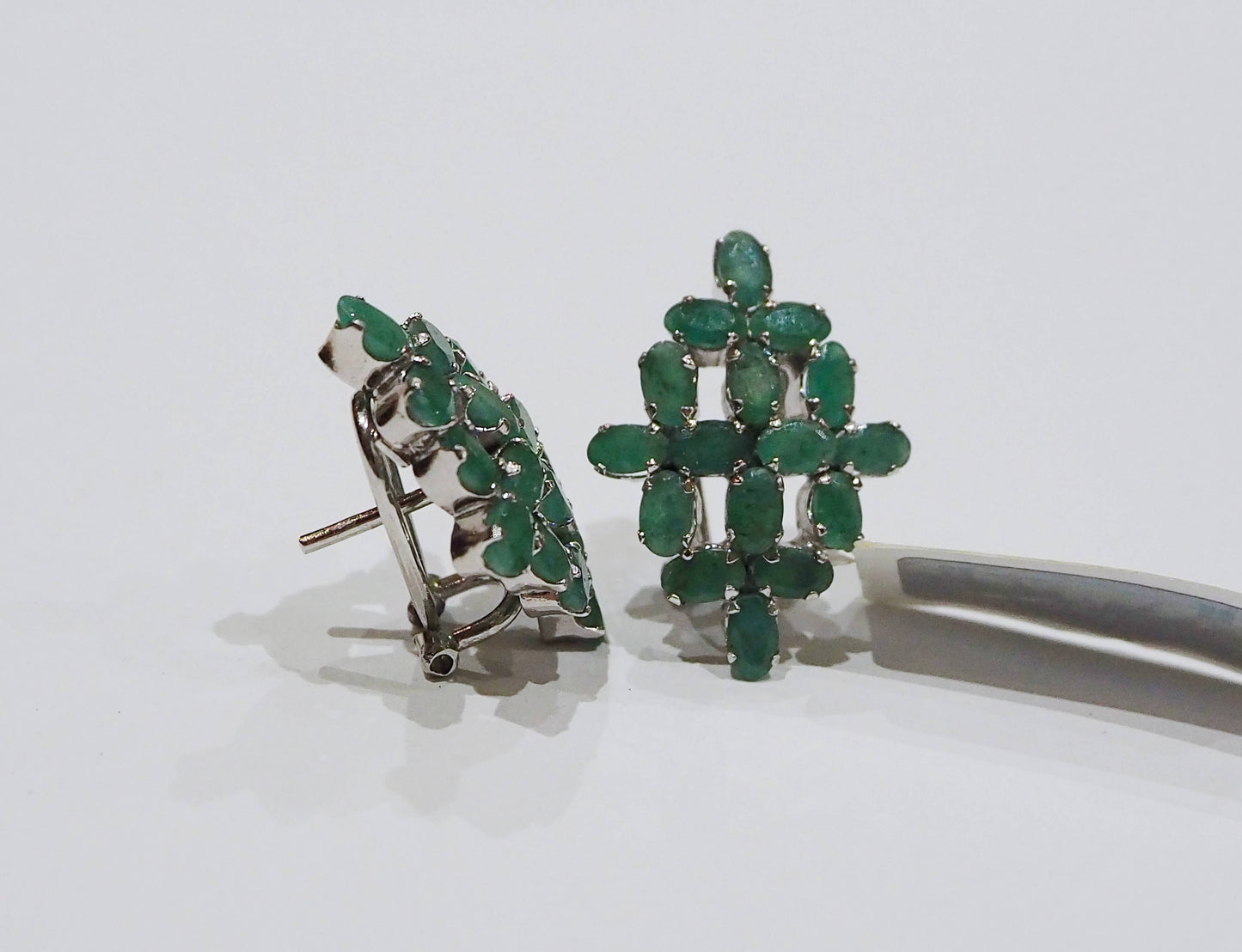 Silver Earrings with Emeralds