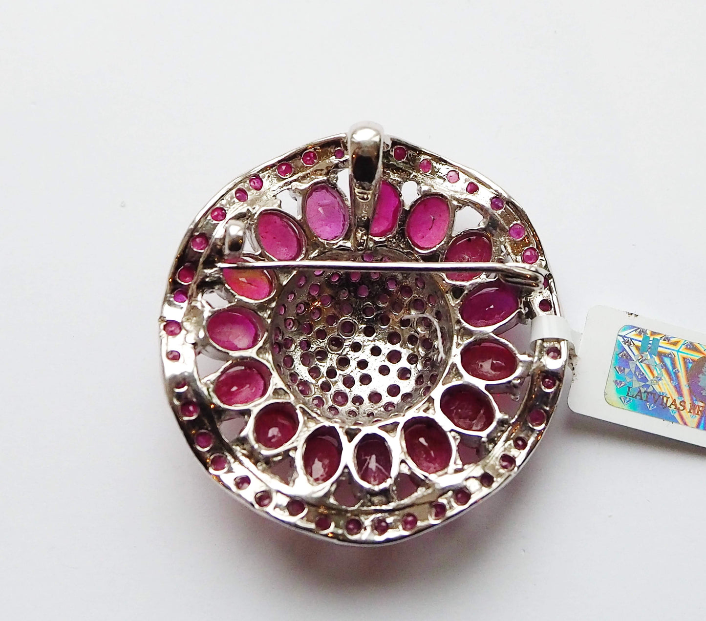 Silver Brooch-Pendant with Rubies