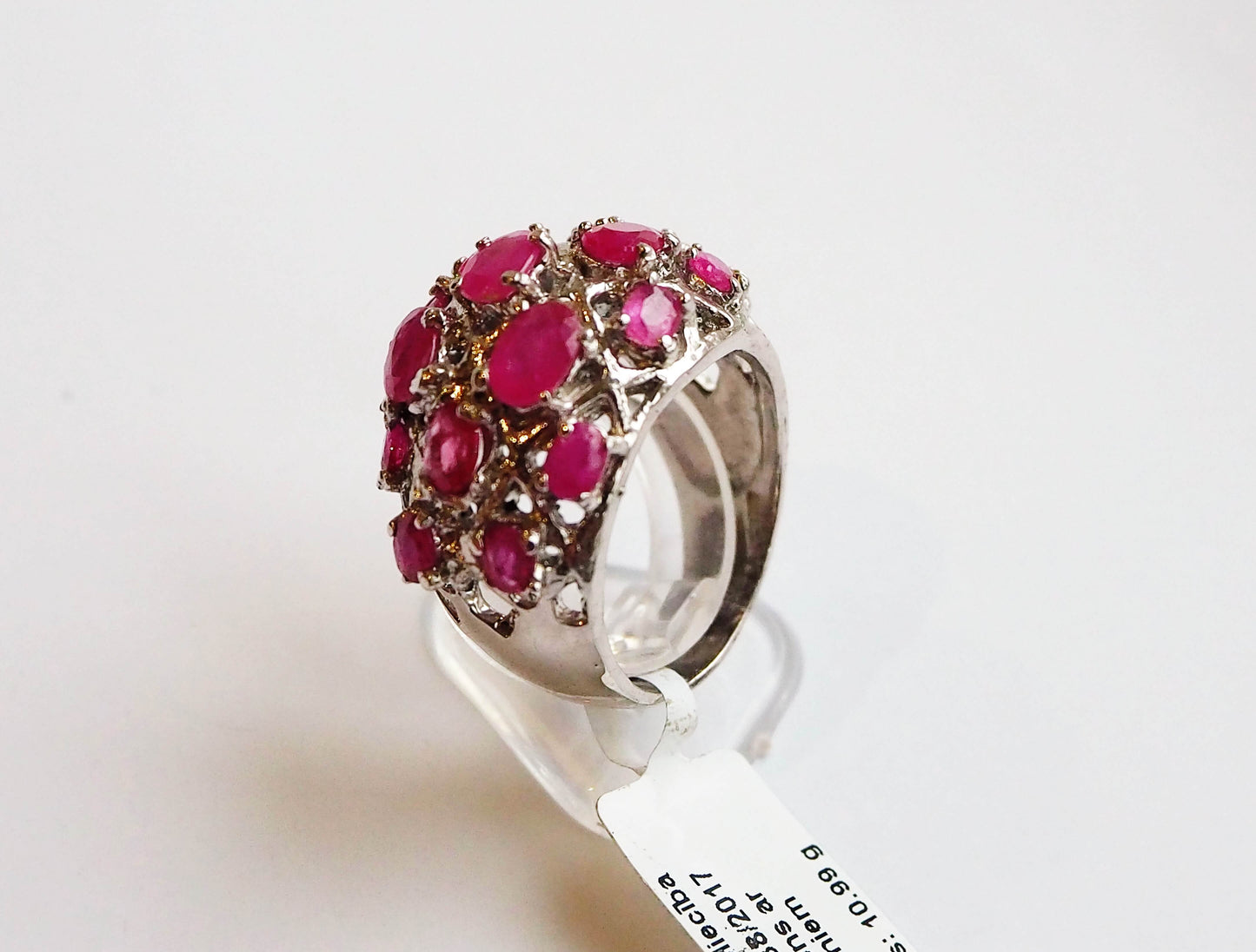 Silver Earrings with Rubies