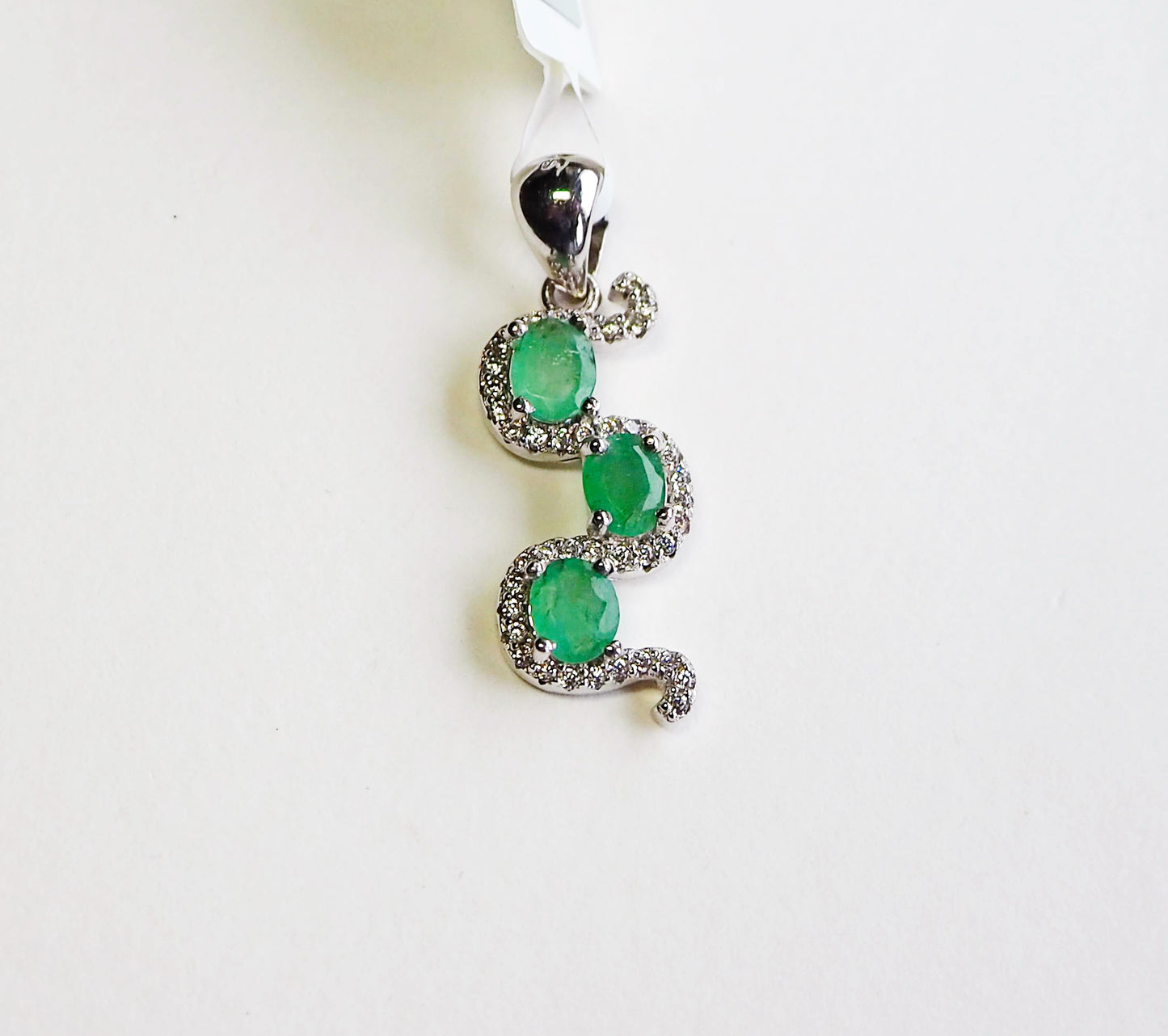 Silver Pendant with Emeralds and Zircons