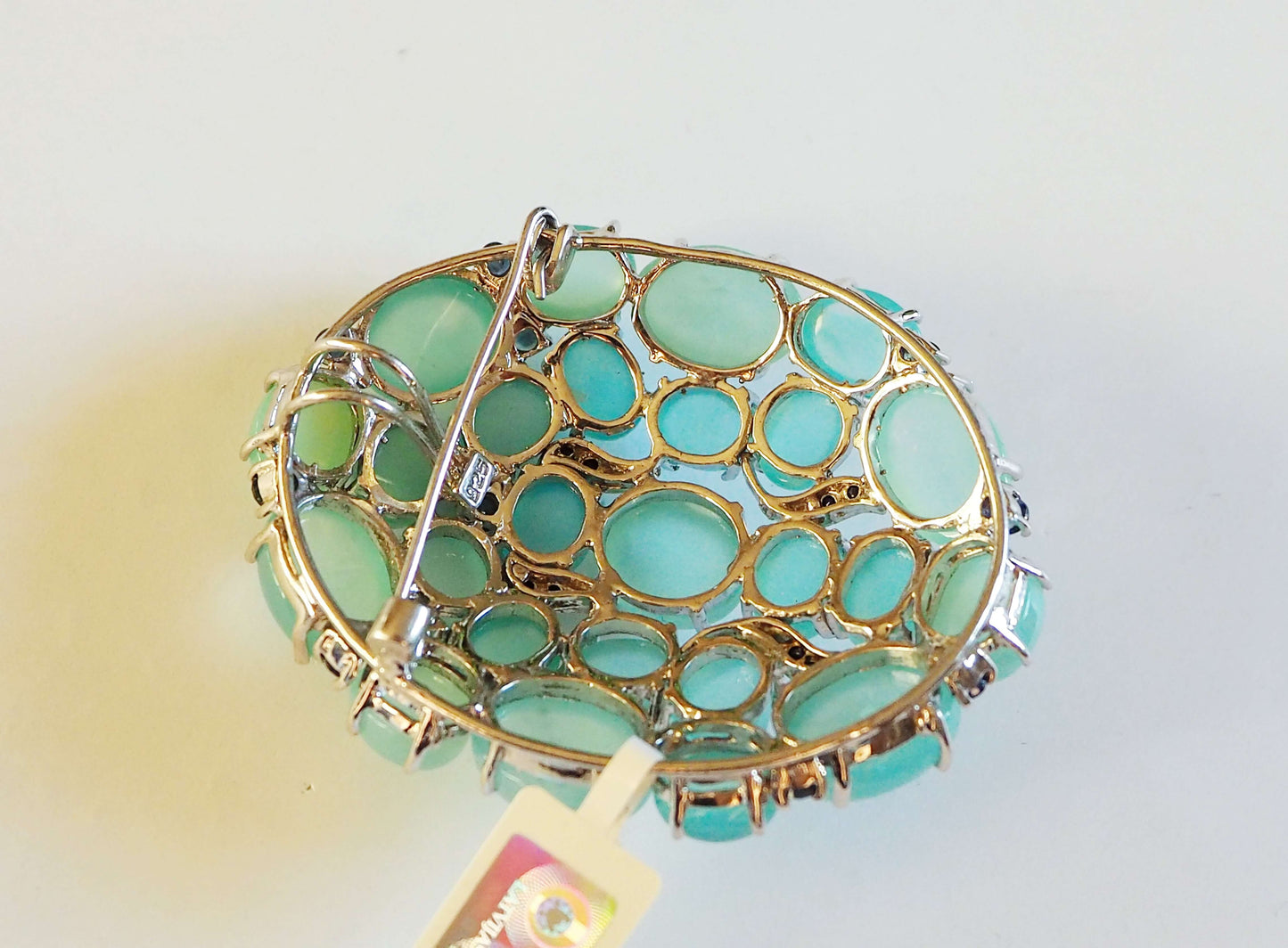 Silver Brooch-Pendant with Aquamarines and Blue Sapphires