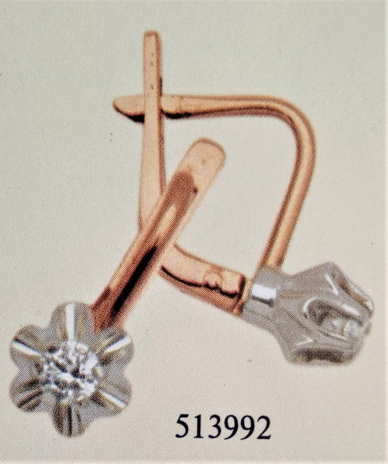 Серьги из белого и красного золота 585 пробы с цирконами бриллиантовой огранки