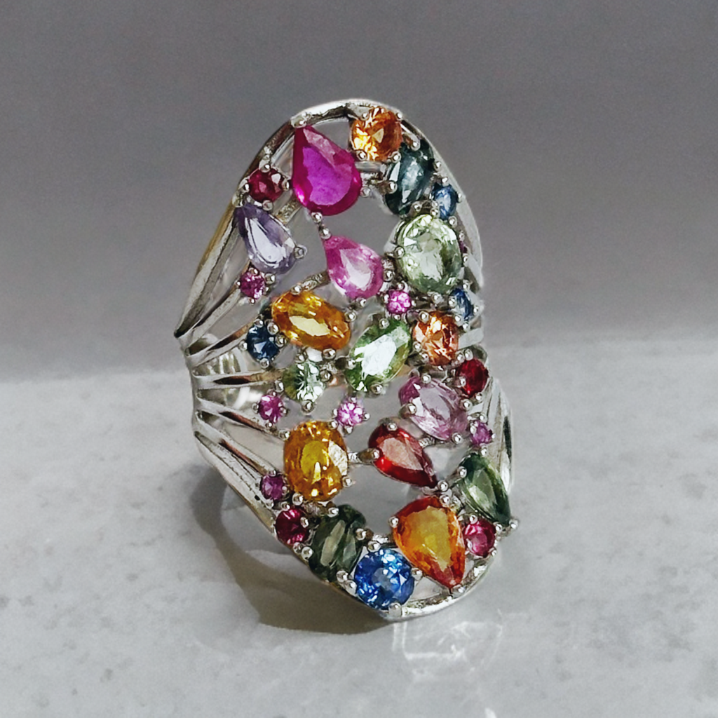 Multicolored gemstone ring 