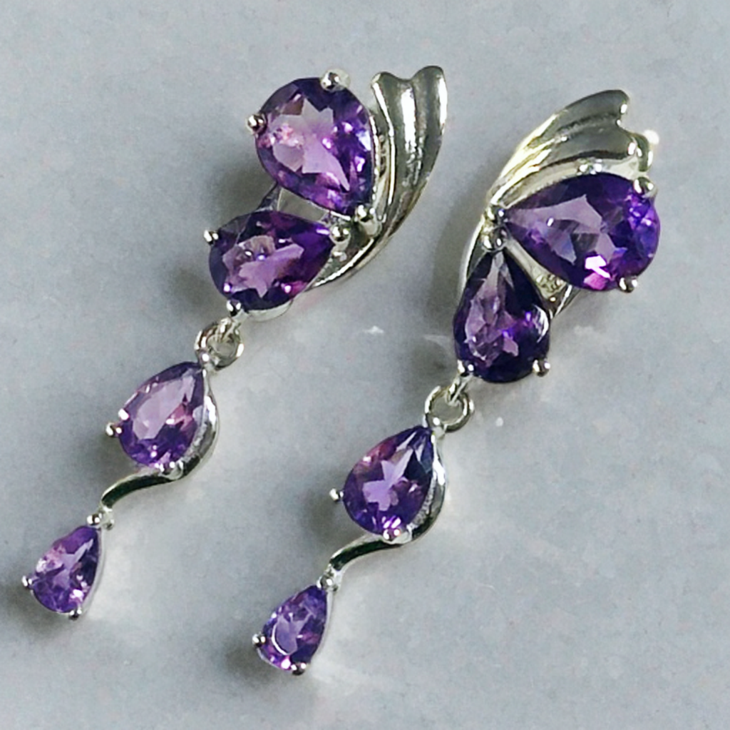 Butterfly sterling silver earrings with amethysts
