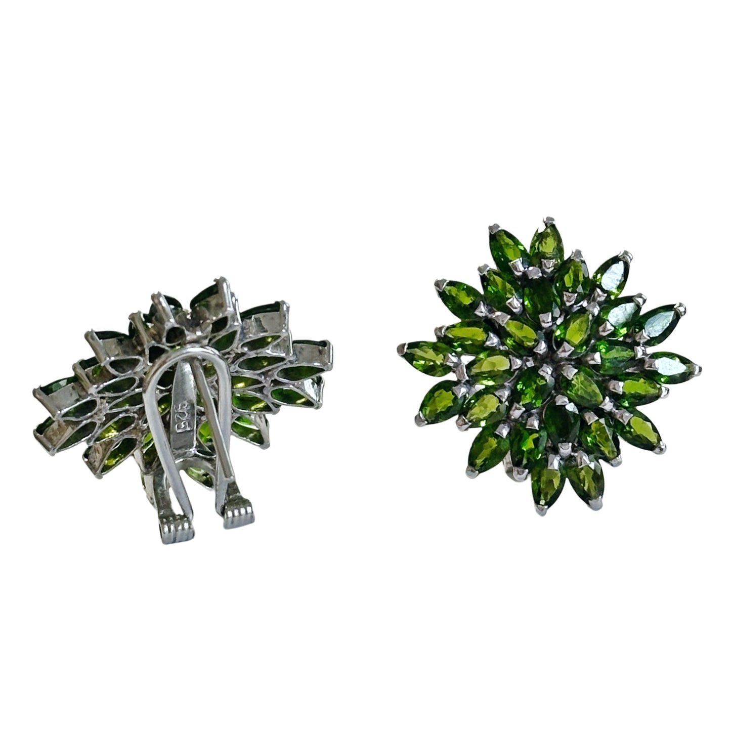 Silver Earrings with Chrome Diopsides