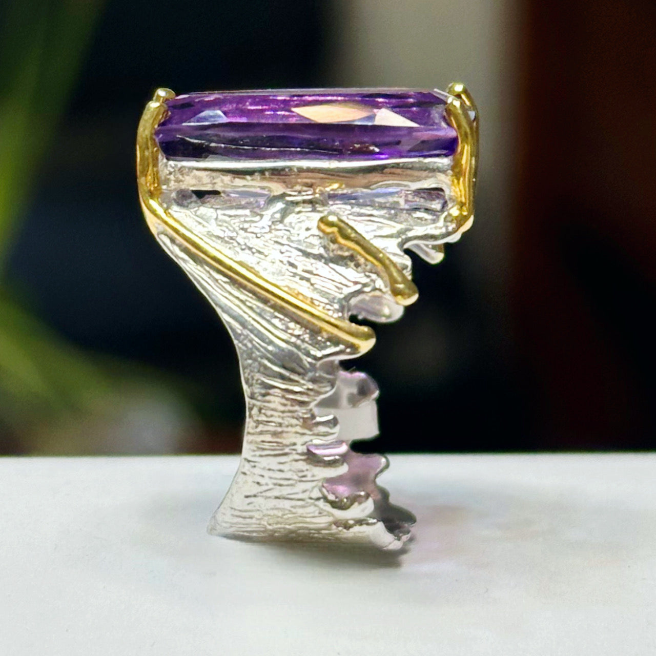 Sterling silver ring with amethyst