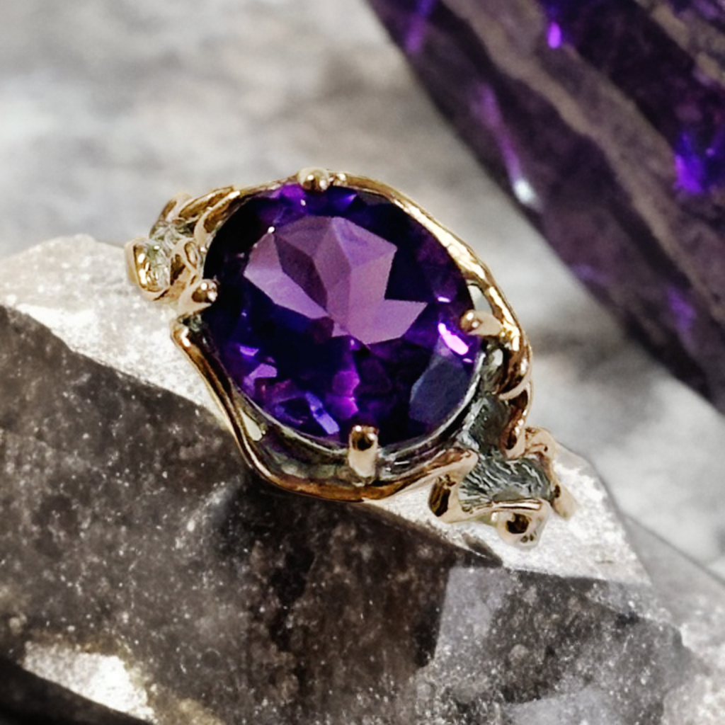 Sterling silver ring with amethyst