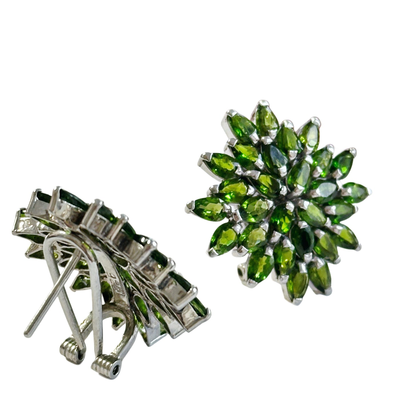 Silver Earrings with Chrome Diopsides