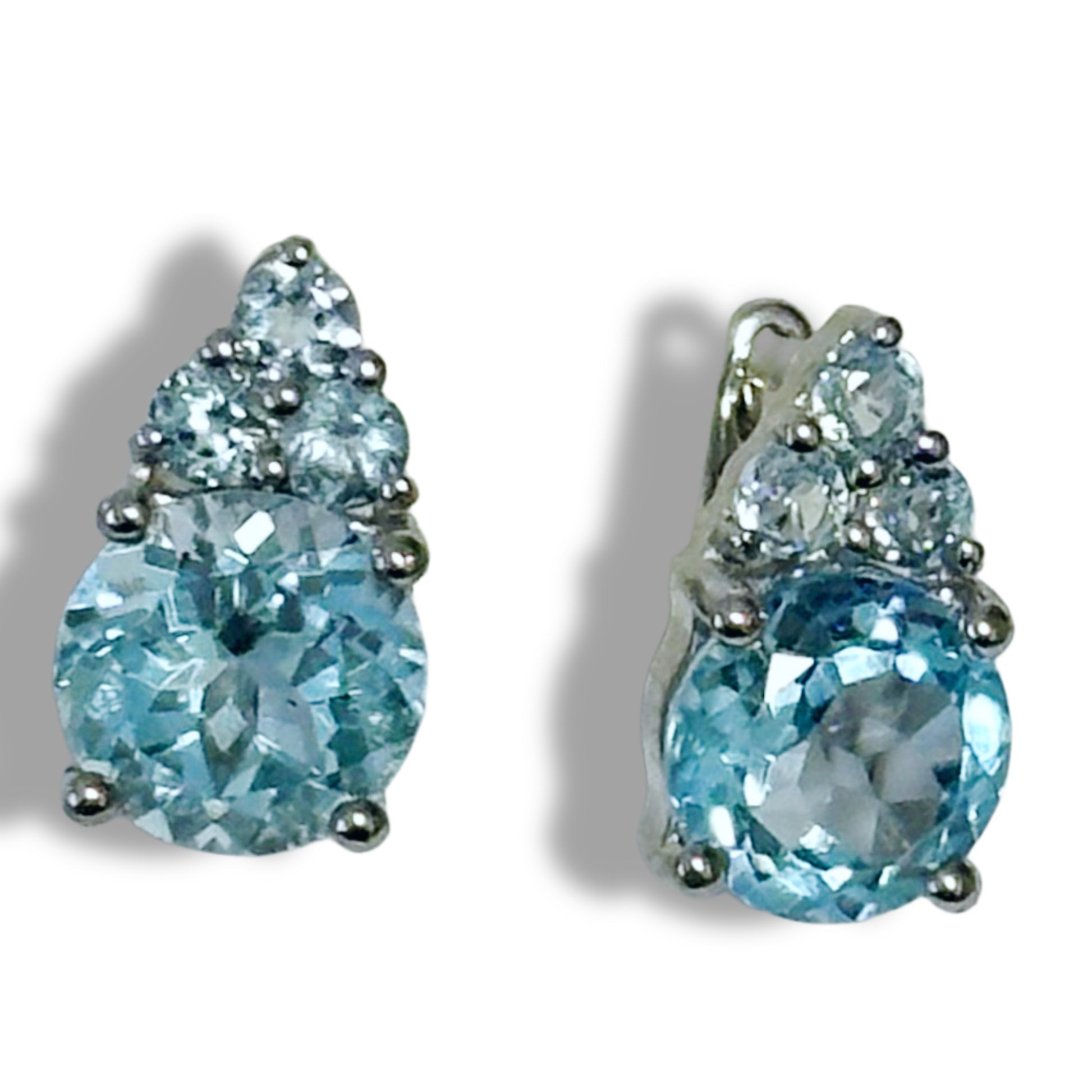 Sterling silver earrings with light-blue topazes