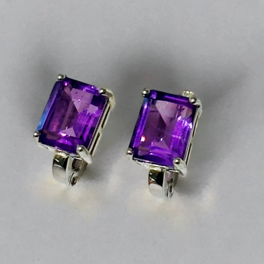 Silver Earrings with Amethysts