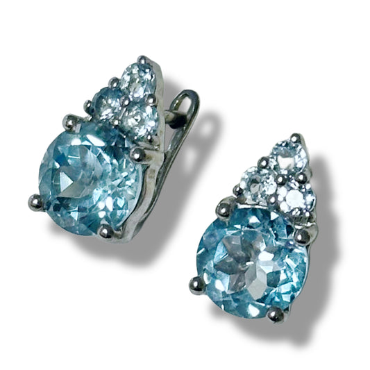 Sterling silver earrings with light-blue topazes