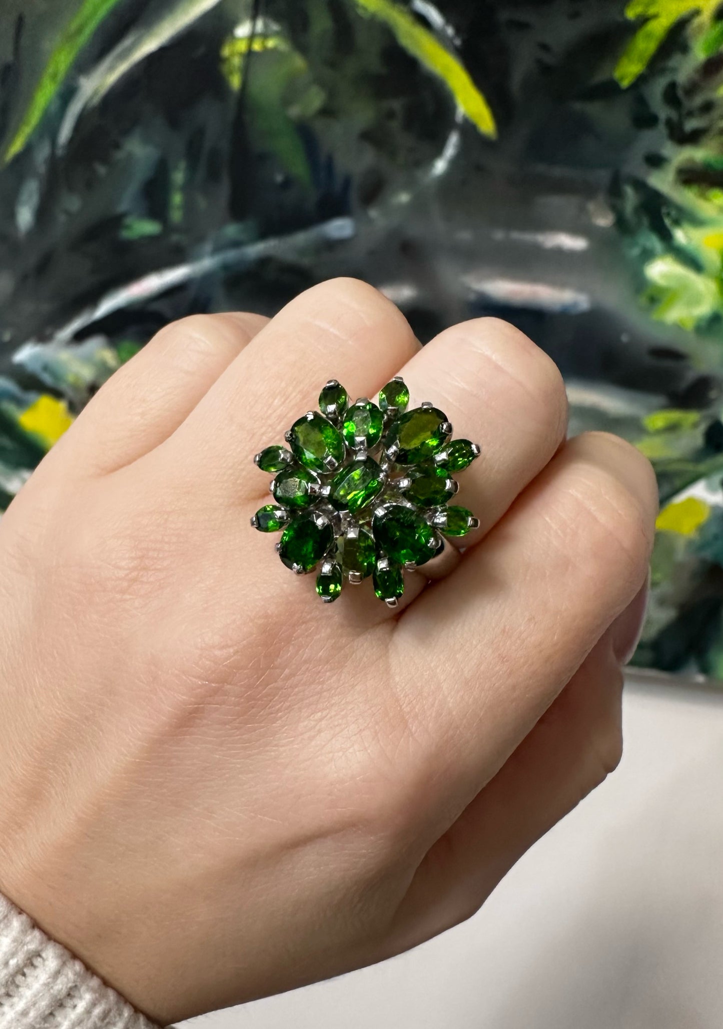 chrome diopside sterling silver ring 