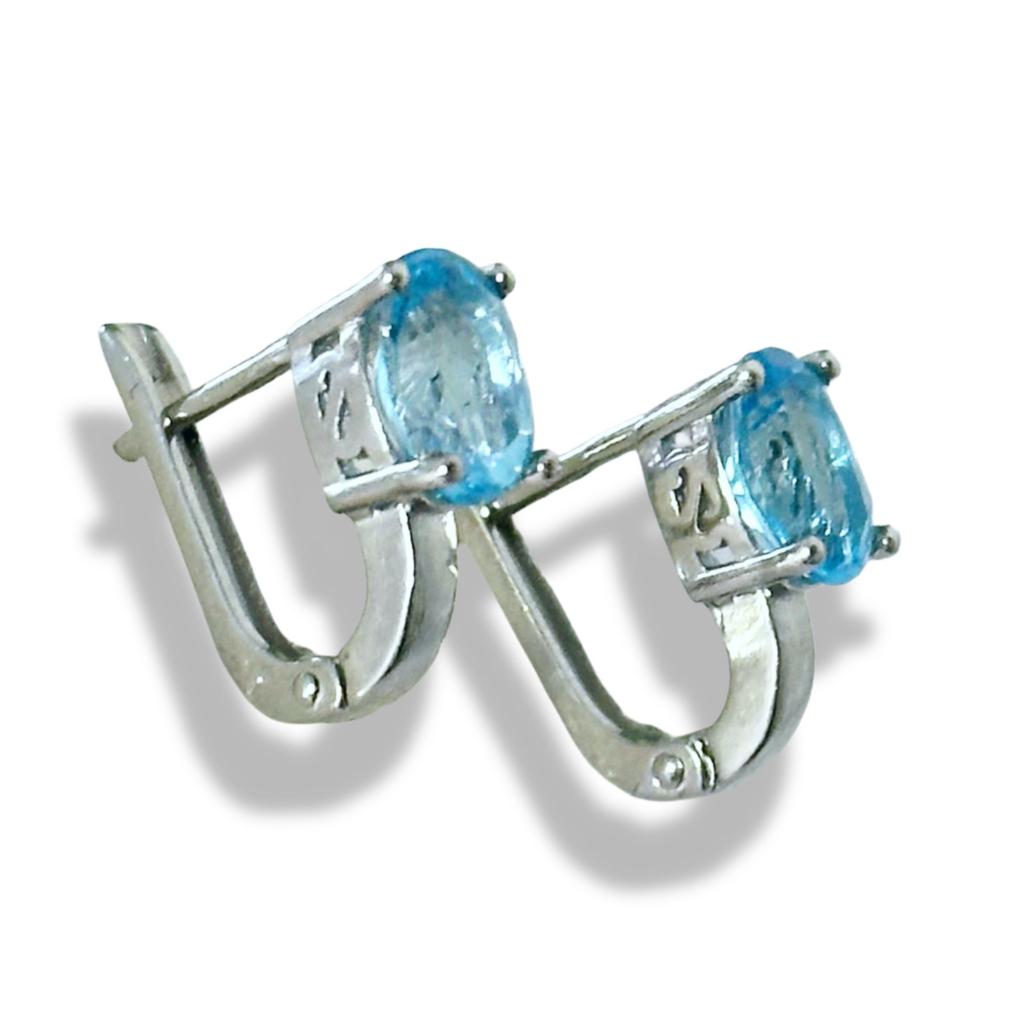 Silver Earrings with Swiss Blue Topazes