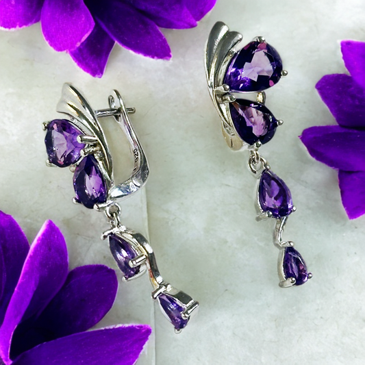 Butterfly sterling silver earrings with amethysts
