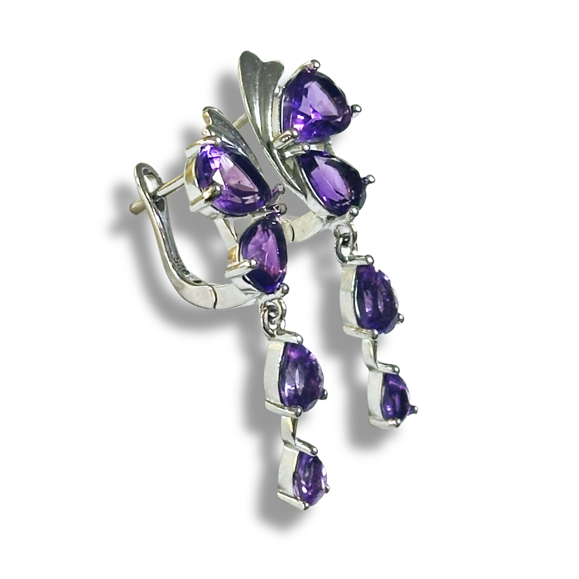 Butterfly sterling silver earrings with amethysts
