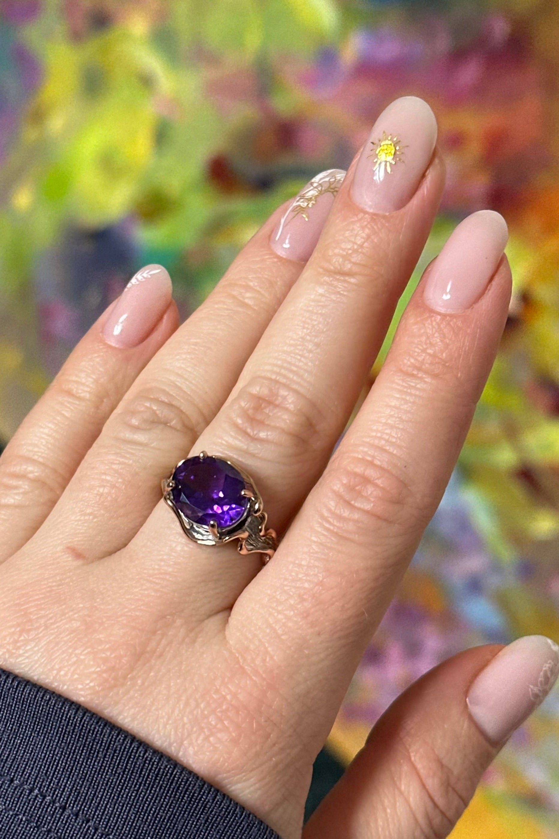 Sterling silver ring with amethyst