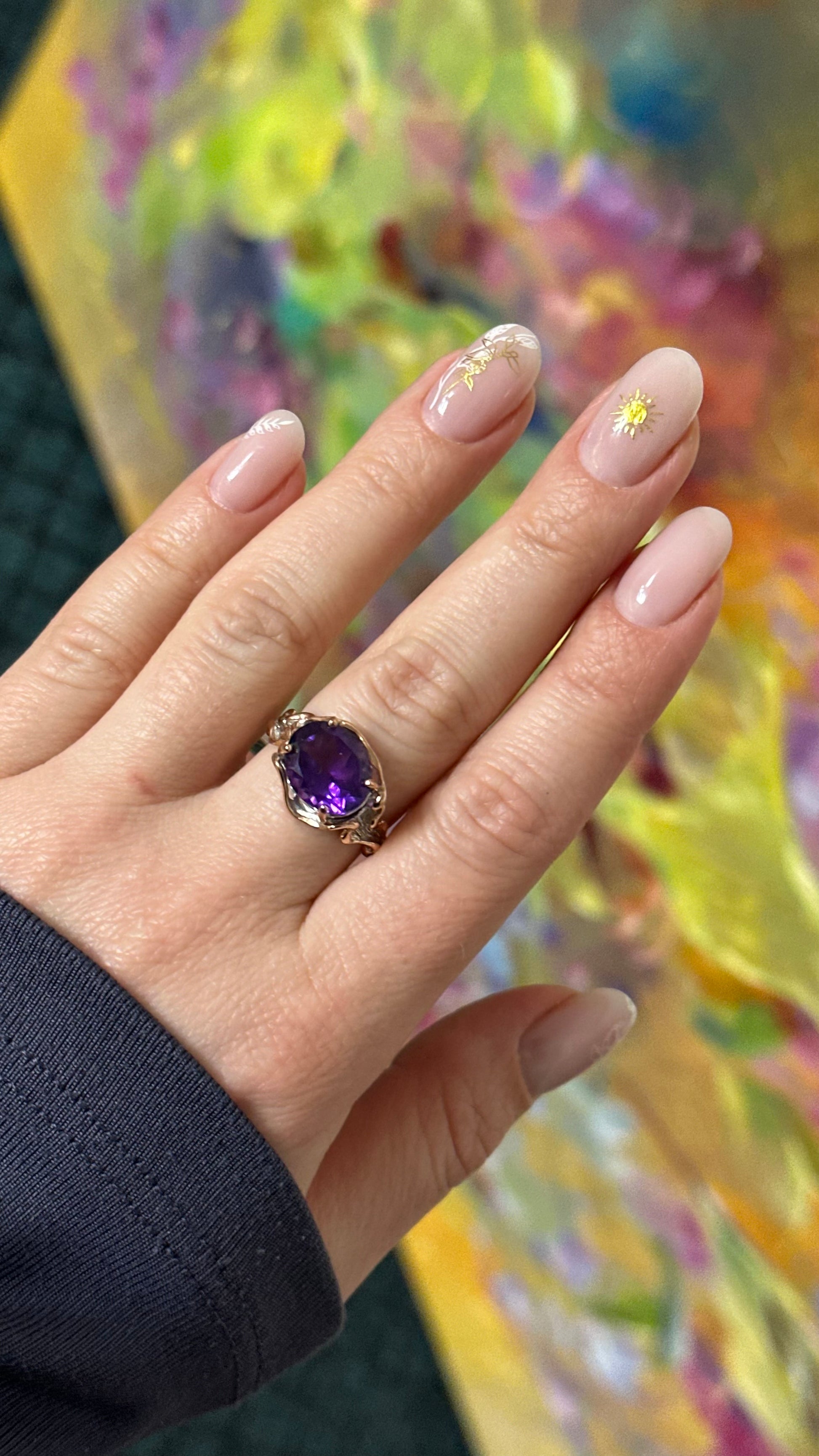 Sterling silver ring with amethyst