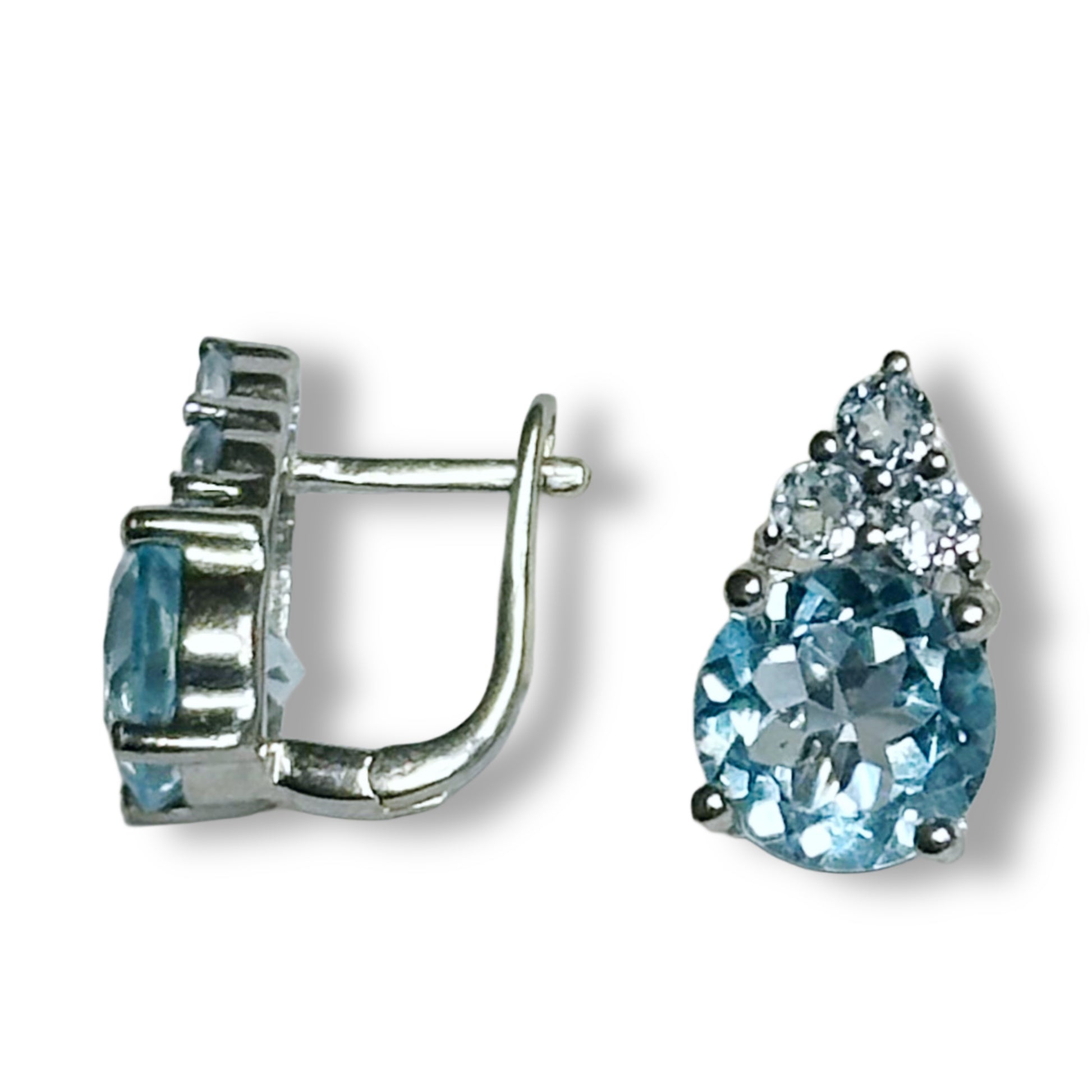 Sterling silver earrings with light-blue topazes