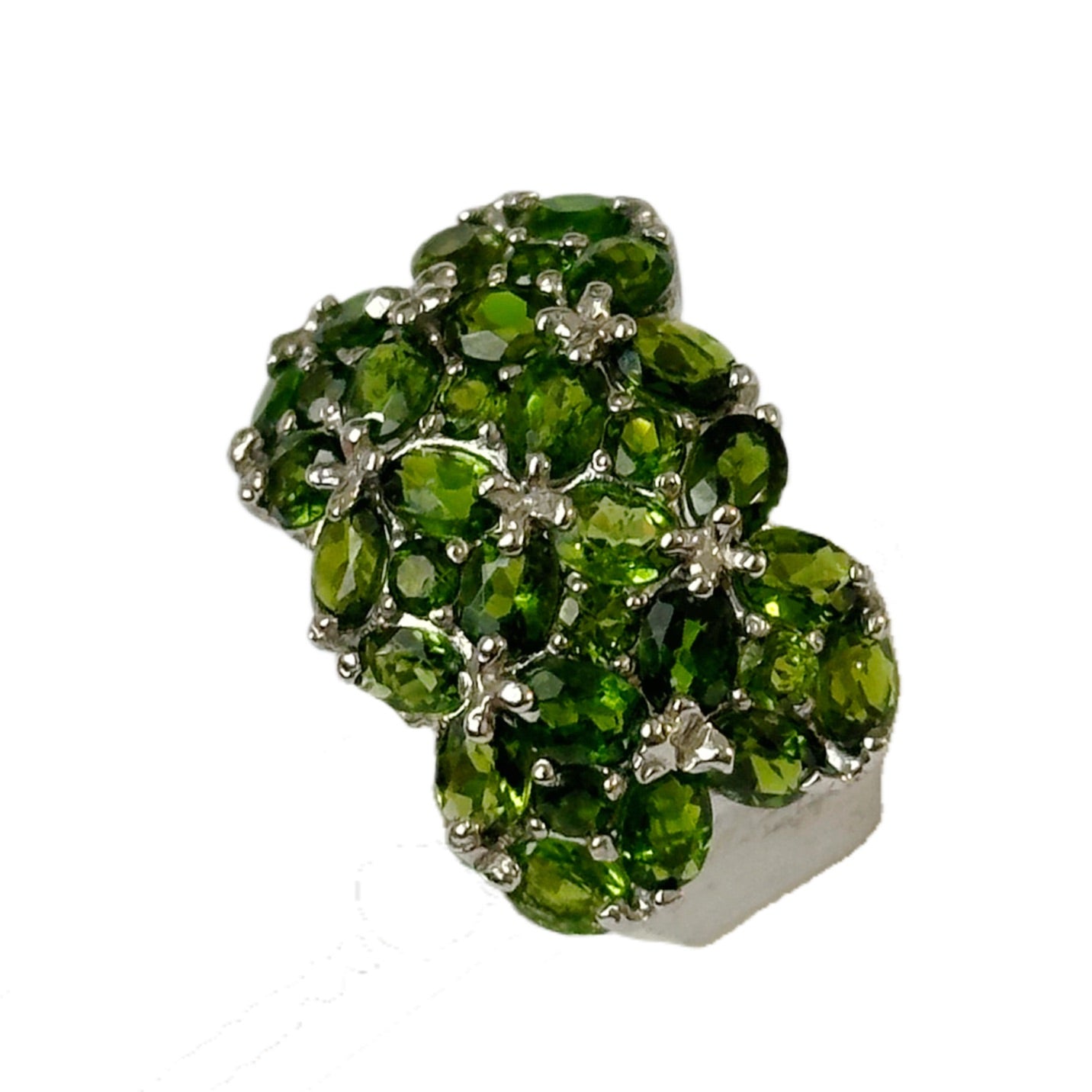 Silver Ring with Chrome Diopsides