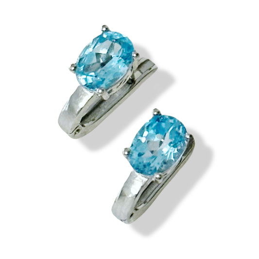 Silver Earrings with Swiss Blue Topazes