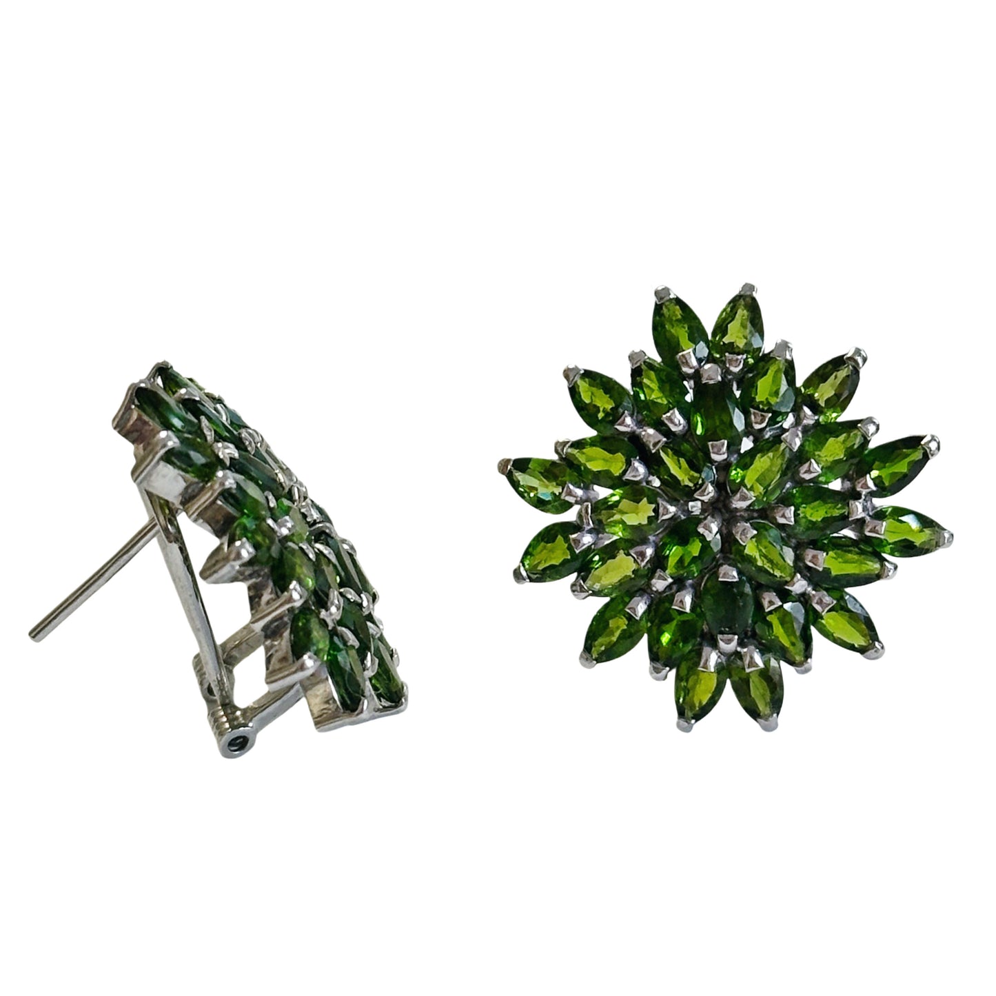 Silver Earrings with Chrome Diopsides