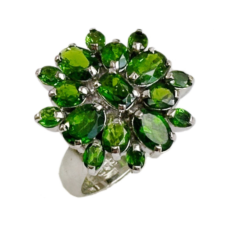 sterling silver ring with chrome diopsides
