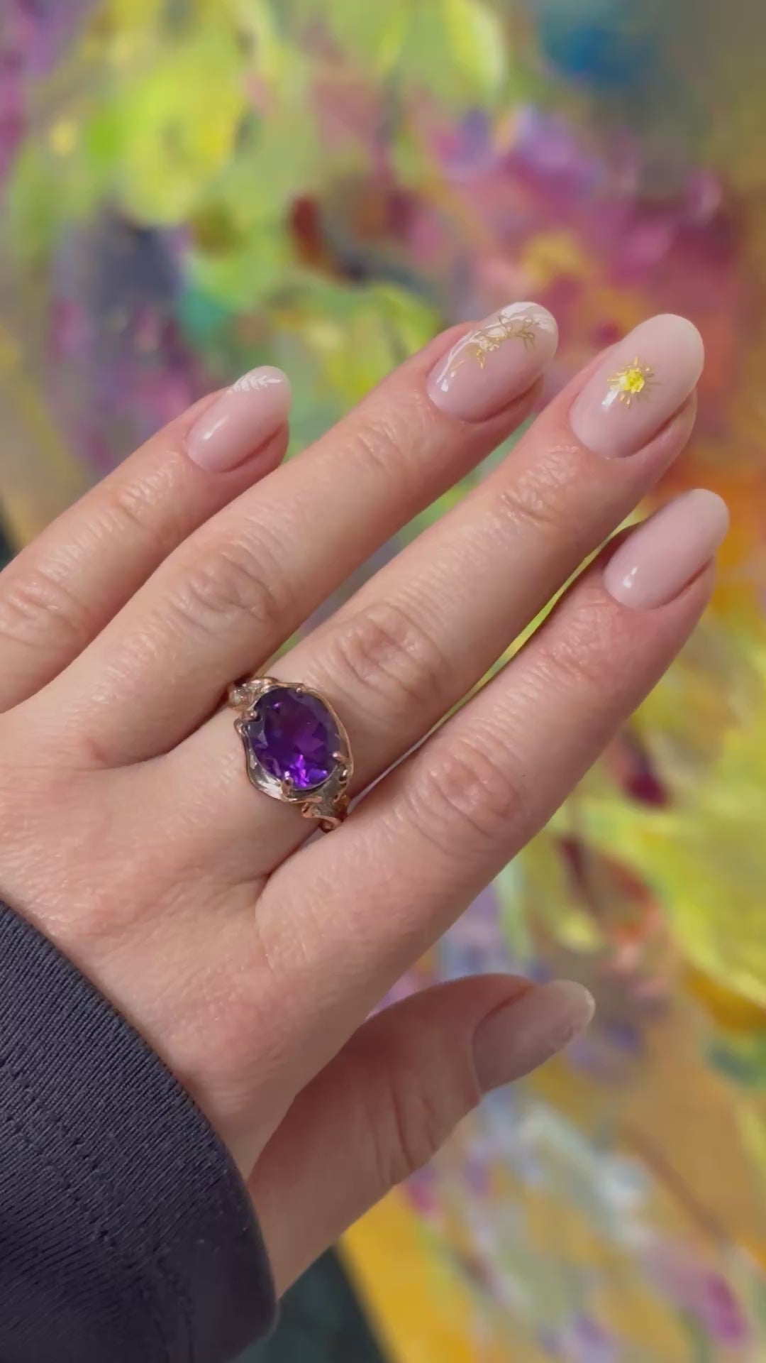 Sterling silver ring with amethyst