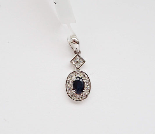 Silver Pendant with Sapphire and Zircons