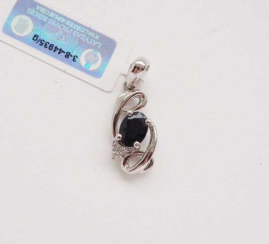 Silver Pendant with Sapphire and Zircons