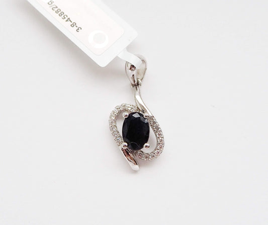 Silver Pendant with Sapphire and Zircons