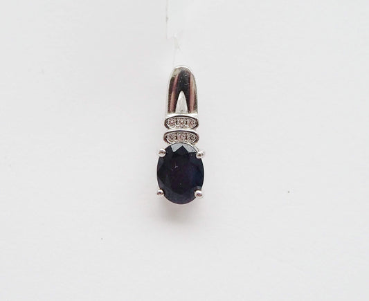 Silver Pendant with Sapphire and Zircons