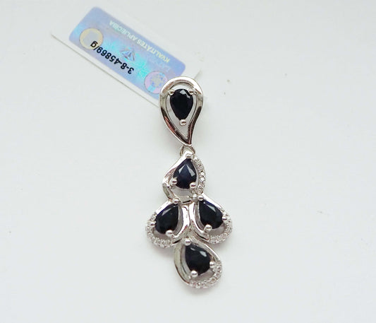 Silver Pendant with Sapphires and Zircons
