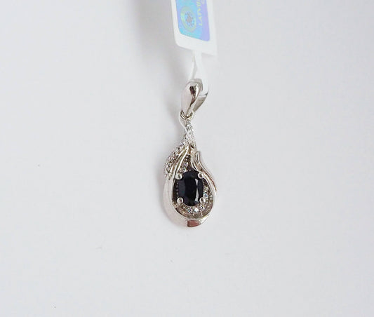 Silver Pendant with Sapphire and Zircons